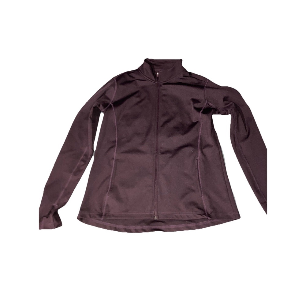 LEG3ND Women's Dark Purple Full Zip Activewear Jacket Pockets Polyester Spandex